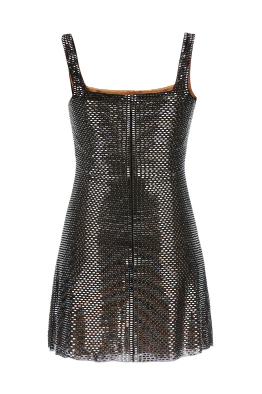 'Gunmetal Rhinestone Mesh Mini' dress Gray