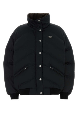 Black cotton blend down jacket Black PRADA (292295SOOO17IB)