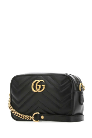 Black leather mini GG Marmont crossbody bag Black GUCCI (448065DTD1T)