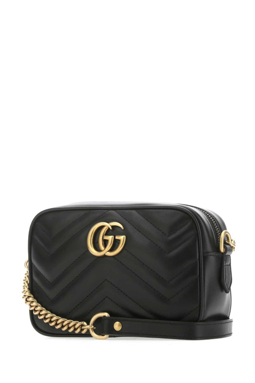Black leather mini GG Marmont crossbody bag Black GUCCI (448065DTD1T)