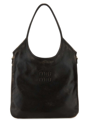 Темно-коричневая кожаная сумка для покупок MIU MIU (5BG231VMLNAF6P)