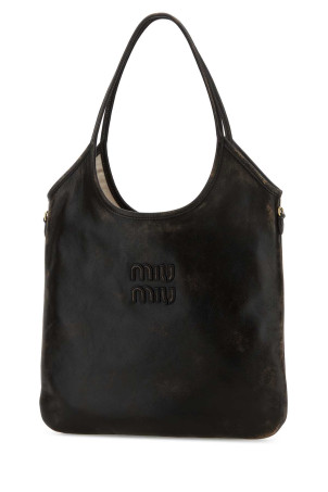 Темно-коричневая кожаная сумка для покупок MIU MIU (5BG231VMLNAF6P)