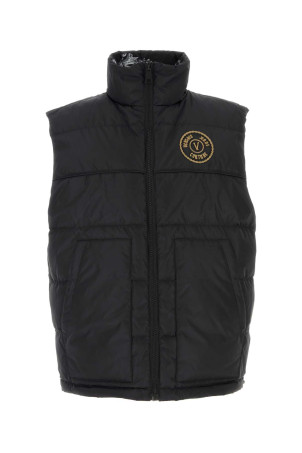 Black polyester reversible sleeveless down jacket VERSACE JEANS (77GAPD22CQD54)