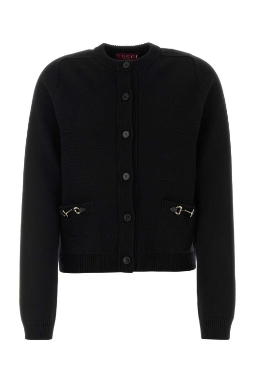 Black wool blend cardigan GUCCI (851977XKEVK)