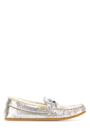 Silver leather loafers GUCCI (853397AAFTP)