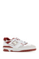 Двухцветные кожаные и тканевые кроссовки 550 белого цвета NEW BALANCE (BB550STF)
