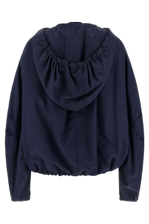 Hooded bomber jacket Blue