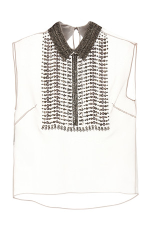 Топ из шифона с бусинами Серый ALBERTA FERRETTI A020751410488