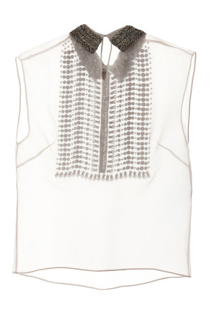 Топ из шифона с бусинами Серый ALBERTA FERRETTI A020751410488