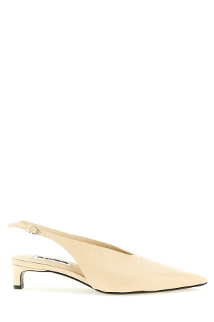 Кожаные туфли с открытым задником Бежевые JIL SANDER J15WP0128P7589276