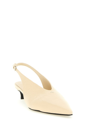 Кожаные туфли с открытым задником Бежевые JIL SANDER J15WP0128P7589276