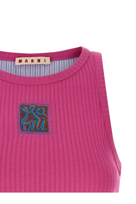 Майка с логотипом Фуксия MARNI THJE0380S0UTC60000C57