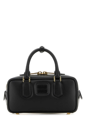 Black leather Arcadie handbag Black MIU MIU (5BB142VOONACR3)