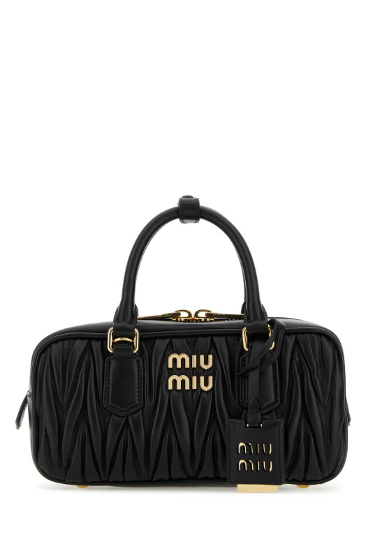 Black leather Arcadie handbag Black MIU MIU (5BB142VOONAN88)