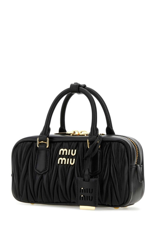 Black leather Arcadie handbag Black MIU MIU (5BB142VOONAN88)