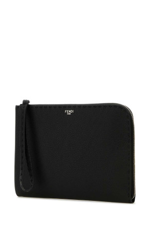 Black leather clutch Black FENDI (7N0153AP3B)