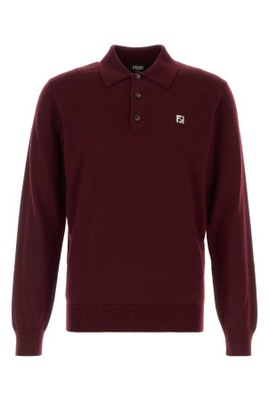 Burgundy stretch wool polo shirt FENDI (FZC167AU84)