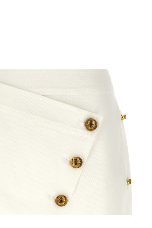 Jewel button skirt White