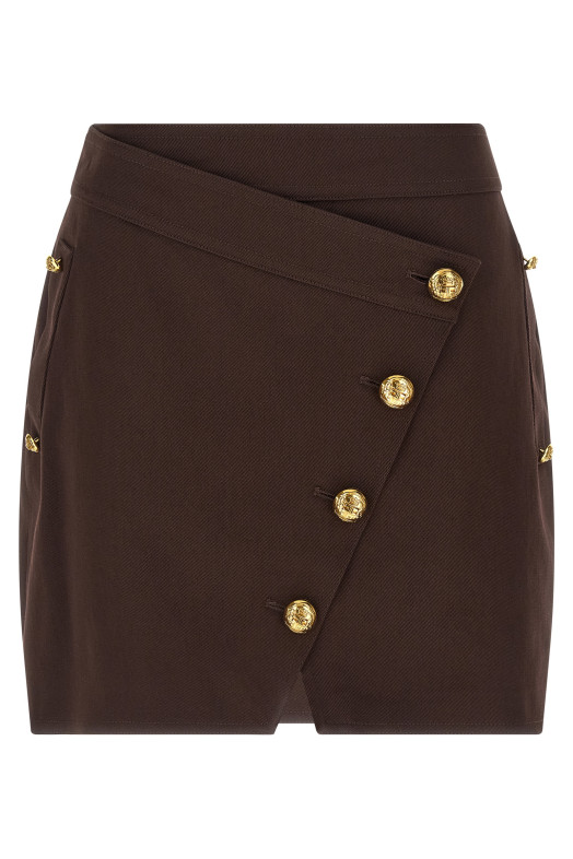 Jewel button skirt Brown