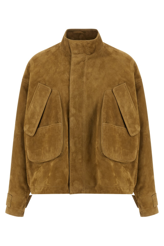 Suede bomber jacket Beige