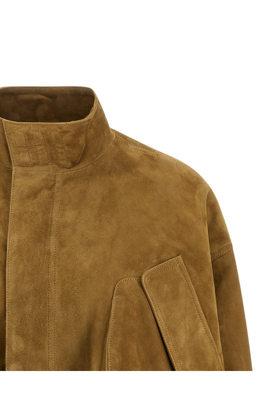 Suede bomber jacket Beige