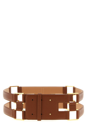 Двойной ремень коричневого цвета ELISABETTA FRANCHI CT87S61E2027