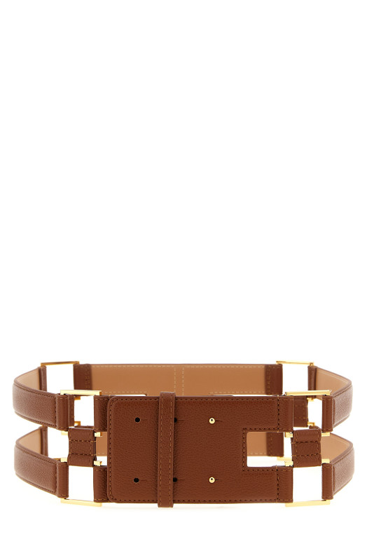 Двойной ремень коричневого цвета ELISABETTA FRANCHI CT87S61E2027