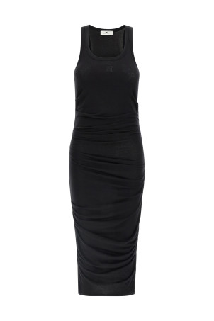 Logo embroidery dress Black