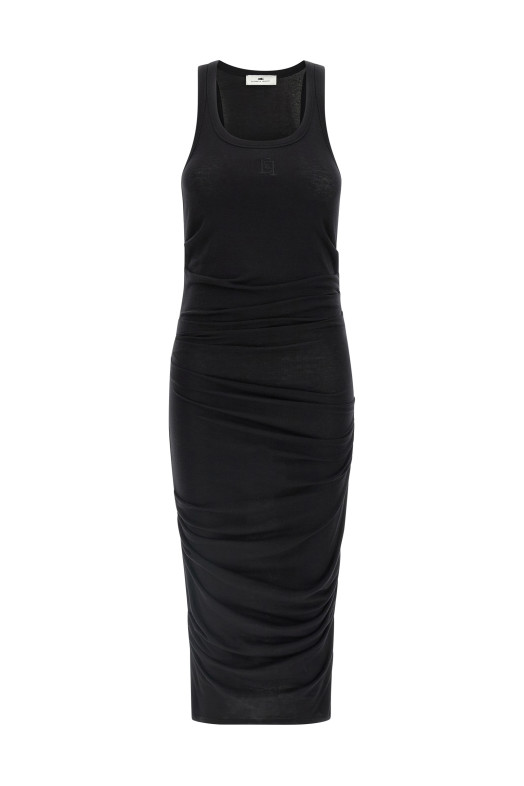 Logo embroidery dress Black