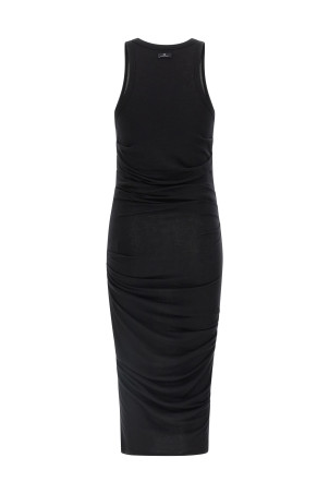 Logo embroidery dress Black