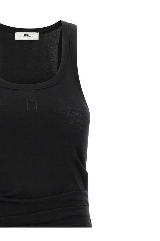 Logo embroidery dress Black