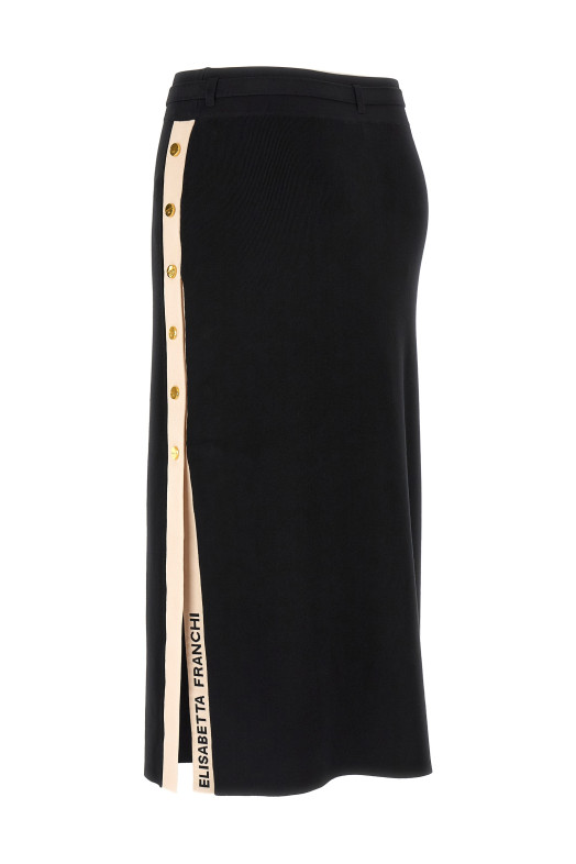 Юбка с боковыми полосками Черная ELISABETTA FRANCHI GK27S61E2685