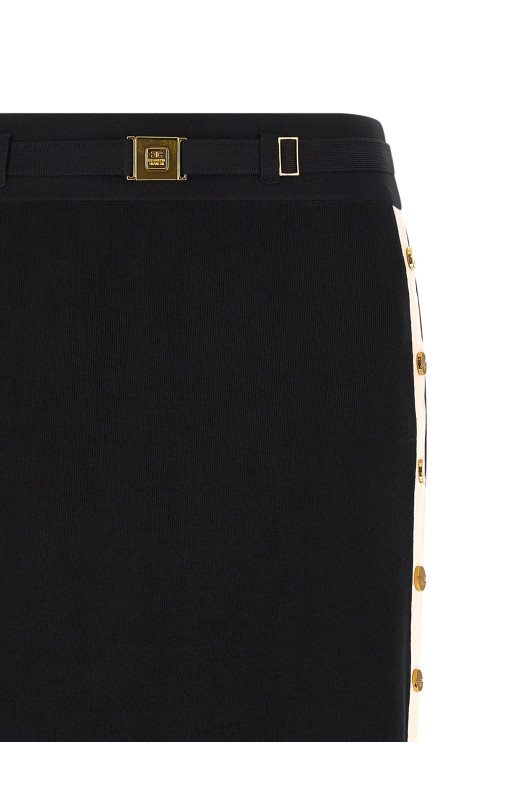 Юбка с боковыми полосками Черная ELISABETTA FRANCHI GK27S61E2685