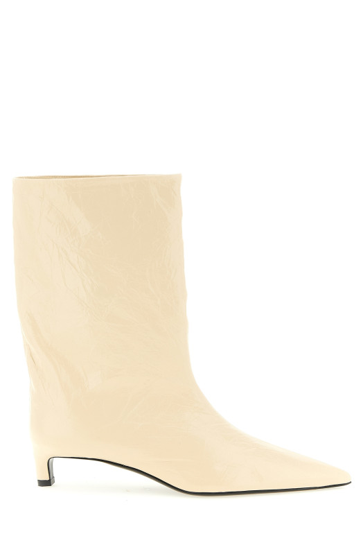 Craquelé leather ankle boots Beige
