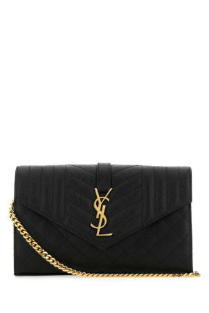 Black leather small Envelope clutch Black SAINT LAURENT (620280BOW91)