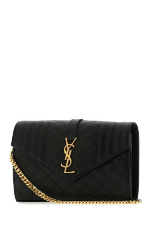 Black leather small Envelope clutch Black SAINT LAURENT (620280BOW91)