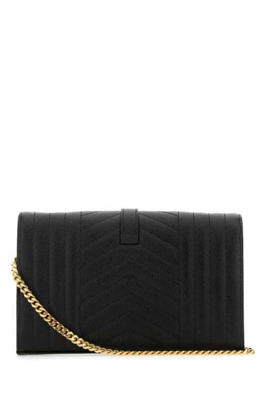 Black leather small Envelope clutch Black SAINT LAURENT (620280BOW91)