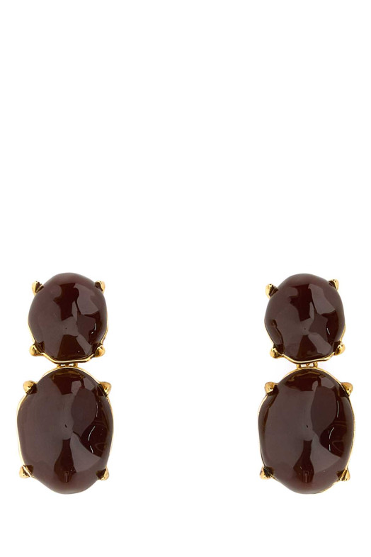 Brown metal and resin earrings SAINT LAURENT (840559Y1591)