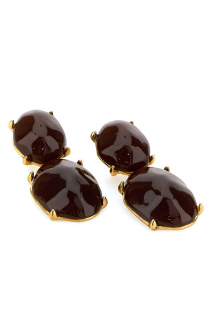 Brown metal and resin earrings SAINT LAURENT (840559Y1591)