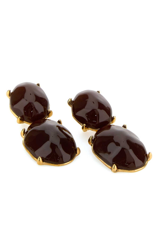 Brown metal and resin earrings SAINT LAURENT (840559Y1591)