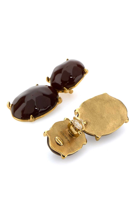 Brown metal and resin earrings SAINT LAURENT (840559Y1591)