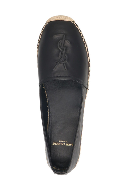 Логотип кожаные эспадрильи Черный SAINT LAURENT 458573AAALP1000