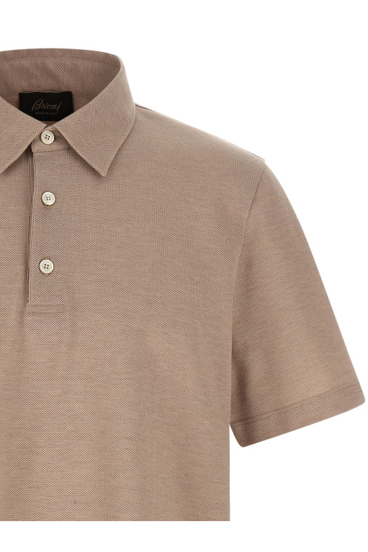Хлопковая рубашка-поло Бежевая BRIONI UJSZ0LPA6279995