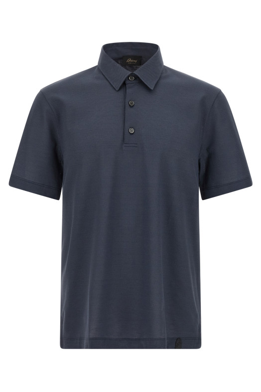 Хлопковая рубашка-поло Синяя BRIONI UJSZ0LPA6274800