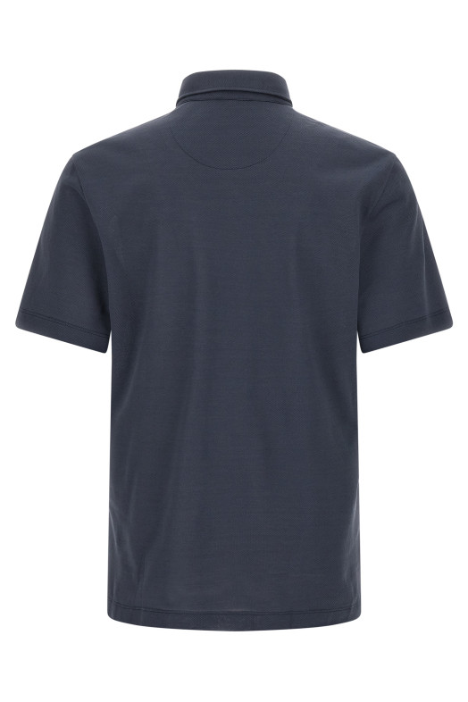 Хлопковая рубашка-поло Синяя BRIONI UJSZ0LPA6274800