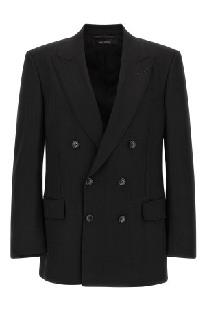 Сатиновий смугастий блейзер Чорний TOM FORD JLNP02W0114NAA