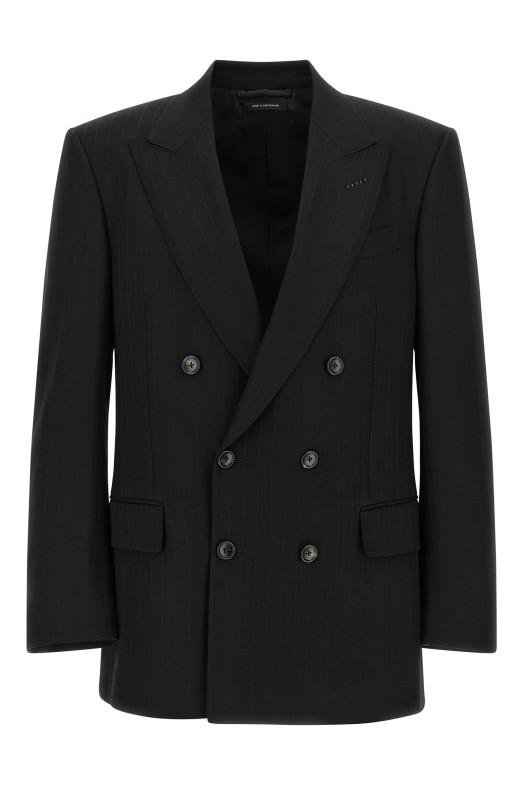 Блейзер из атласа в полоску Черный TOM FORD JLNP02W0114NAA