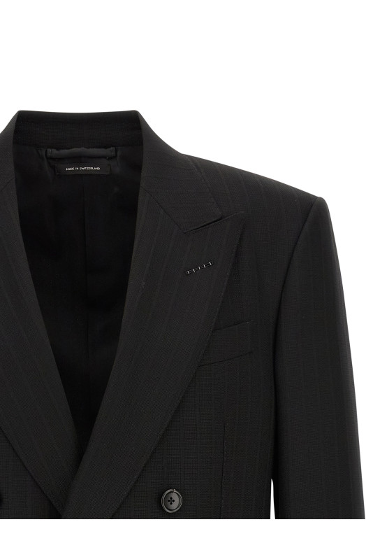 Блейзер из атласа в полоску Черный TOM FORD JLNP02W0114NAA