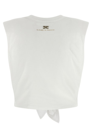 Футболка с узлом Белая ELISABETTA FRANCHI MA01161E2270