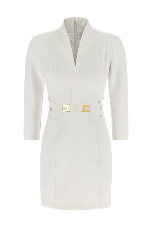 Платье с логотипом и эластичными резинками Белое ELISABETTA FRANCHI AB86961E2360